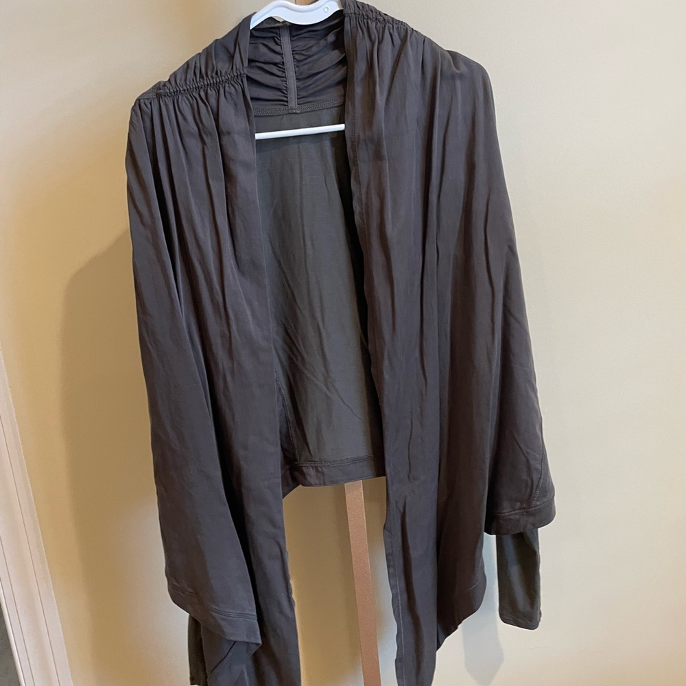 Dark Gray Open Front Cardigan